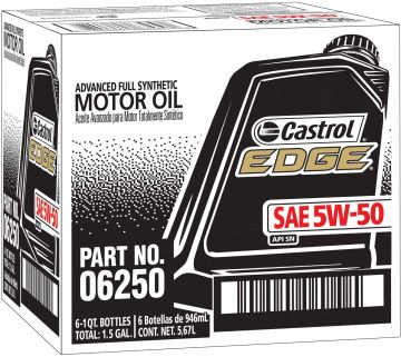 Castrol 06250 Edge 5W-50 Advanced Full Synthetic Motor Oil Quart Bottles